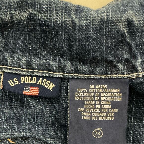 US POLO ASSN 1890 Kids Size 7X Blue Denim Jacket (Trucker Style) - Picture 5 of 5